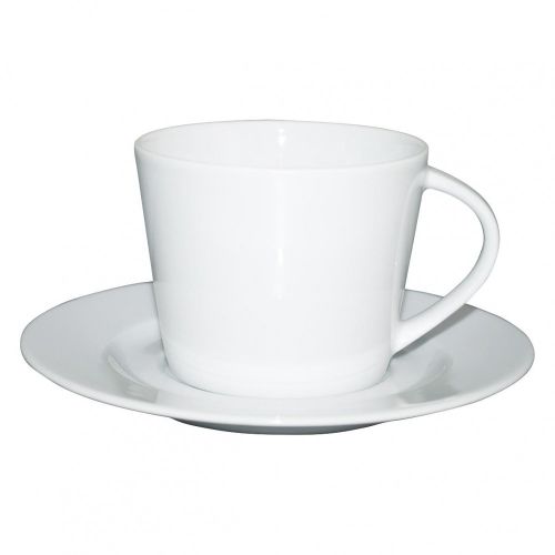 Druck weiße Kaffeetasse und Untertasse Eva